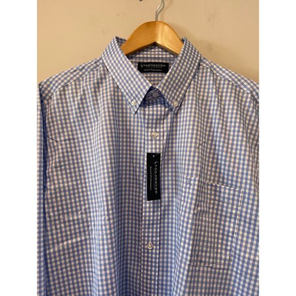 Tailor Byrd Men’s Stretch‎ Performance Button Down Light Blue Gingham Plaid XXL - Picture 3 of 8